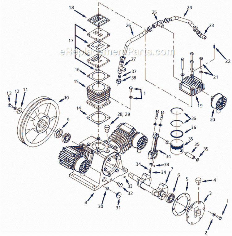 Page B Diagram and Parts List for DP4460TA 2005 Campbell Hausfeld Compressor